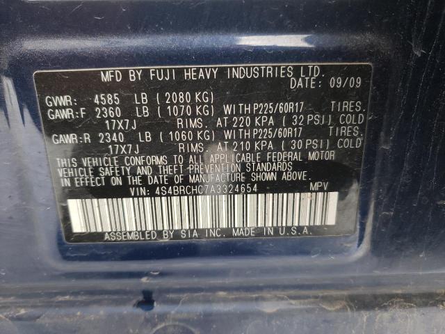 Photo 14 from auction – 2010 SUBARU OUTBACK 2. with VIN 4S4BRCHC7A3324654