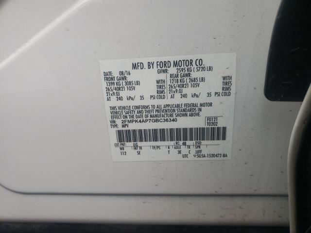 Photo 14 from auction – 2016 FORD EDGE SPORT with VIN 2FMPK4AP7GBC36340