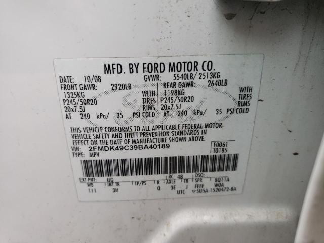 Photo 14 from auction – 2009 FORD EDGE LIMIT with VIN 2FMDK49C39BA40189