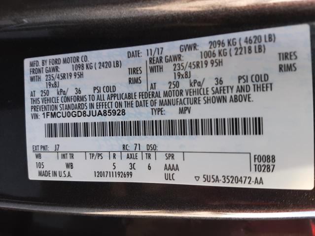 Photo 14 from auction – 2018 FORD ESCAPE SE with VIN 1FMCU0GD8JUA85928