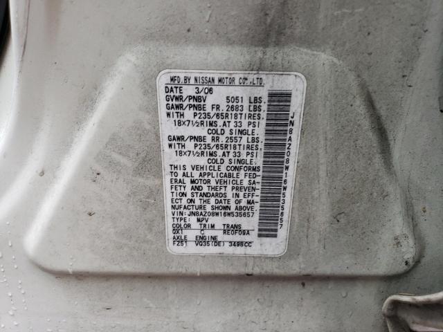 Photo 14 from auction – 2006 NISSAN MURANO SL with VIN JN8AZ08W16W535657