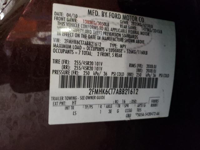 Photo 14 from auction – 2010 FORD FLEX SEL with VIN 2FMHK6CT7ABB21612