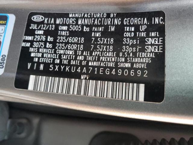 Photo 14 from auction – 2014 KIA SORENTO EX with VIN 5XYKU4A71EG490692