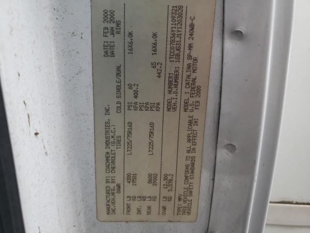 Photo 10 from auction – 2000 CHEVROLET EXPRESS G3 with VIN 1GBJG31J1Y1203028
