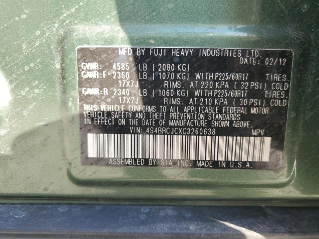 Photo 14 from auction – 2012 SUBARU OUTBACK 2. with VIN 4S4BRCJCXC3260638