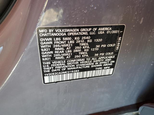 Photo 14 from auction – 2021 VOLKSWAGEN ATLAS CROS with VIN 1V2CE2CA2MC215283