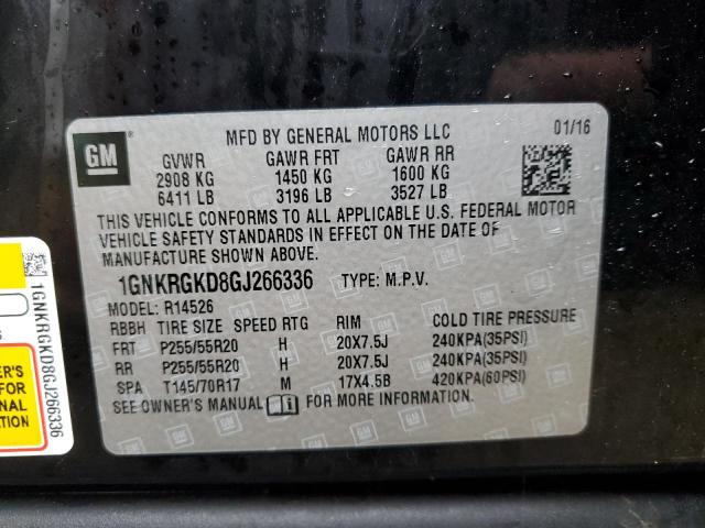 Photo 14 from auction – 2016 CHEVROLET TRAVERSE L with VIN 1GNKRGKD8GJ266336