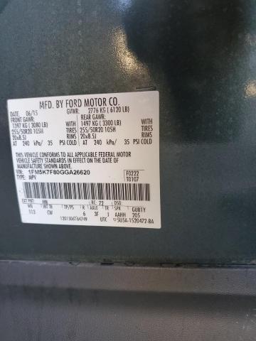 Photo 14 from auction – 2016 FORD EXPLORER L with VIN 1FM5K7F80GGA26620