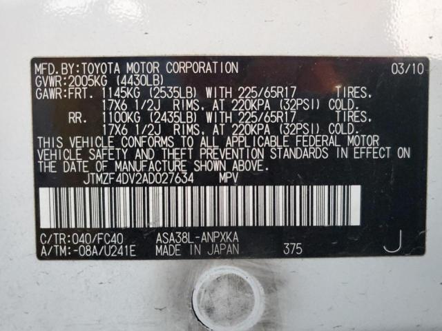 Photo 14 from auction – 2010 TOYOTA RAV4 with VIN JTMZF4DV2AD027634