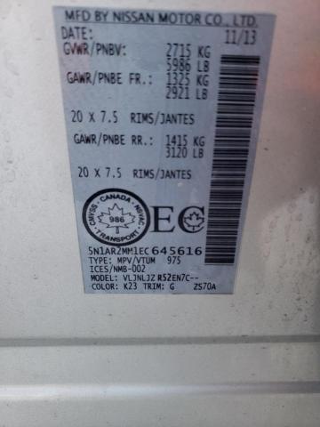 Photo 14 from auction – 2014 NISSAN PATHFINDER with VIN 5N1AR2MM1EC645616