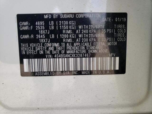 Photo 14 from auction – 2019 SUBARU OUTBACK 2. with VIN 4S4BSANCXK3287467