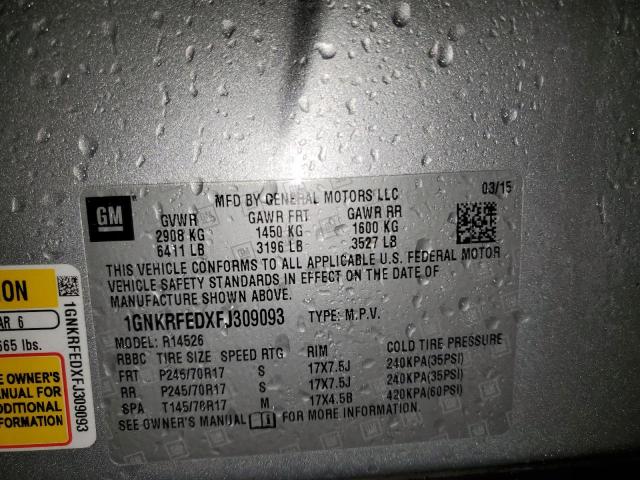 Photo 14 from auction – 2015 CHEVROLET TRAVERSE L with VIN 1GNKRFEDXFJ309093