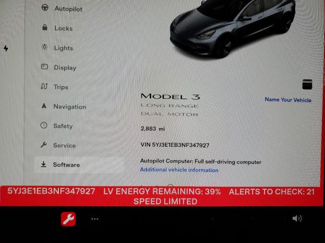 Photo 9 from auction – 2022 TESLA MODEL 3 with VIN 5YJ3E1EB3NF347927