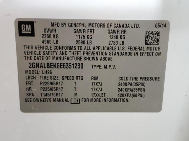 Photo 14 from auction – 2014 CHEVROLET EQUINOX LT with VIN 2GNALBEK6E6351230
