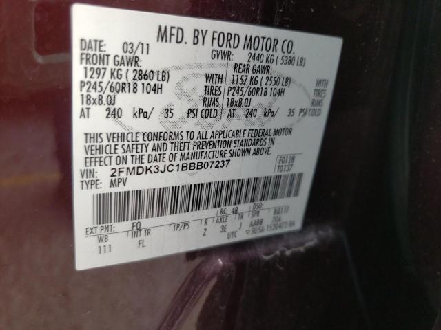 Photo 14 from auction – 2011 FORD EDGE SEL with VIN 2FMDK3JC1BBB07237