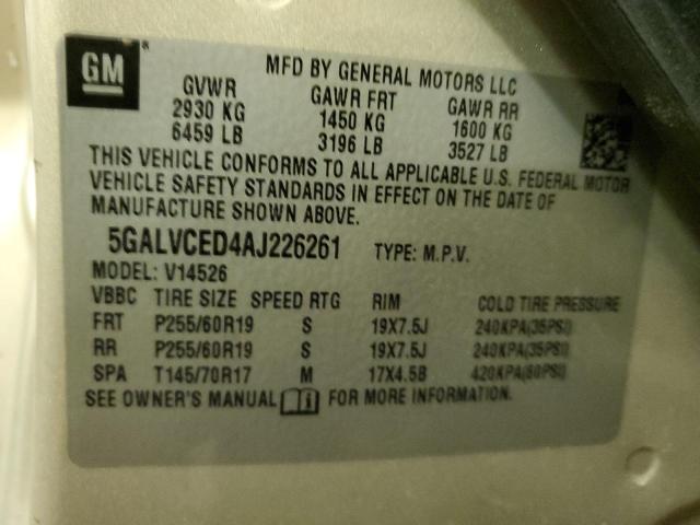 Photo 14 from auction – 2010 BUICK ENCLAVE CX with VIN 5GALVCED4AJ226261