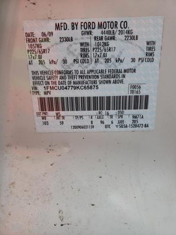 Photo 14 from auction – 2009 FORD ESCAPE LIM with VIN 1FMCU04779KC65875