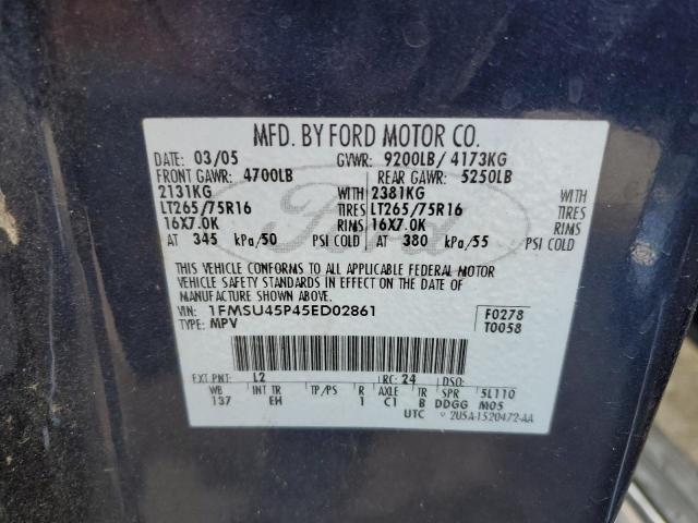 Photo 14 from auction – 2005 FORD EXCURSION with VIN 1FMSU45P45ED02861