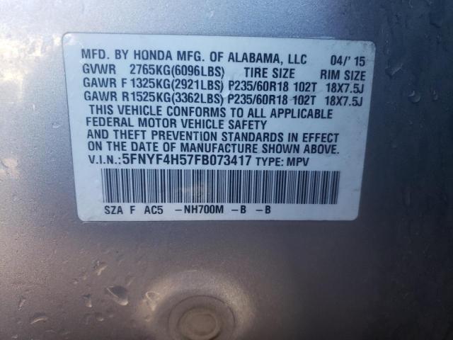 Photo 14 from auction – 2015 HONDA PILOT EXL with VIN 5FNYF4H57FB073417