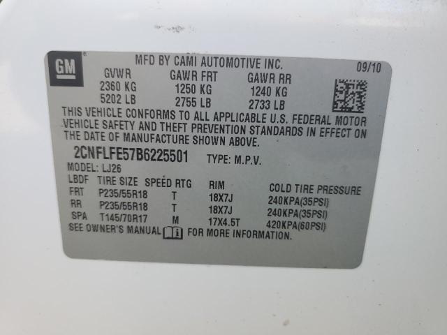 Photo 14 from auction – 2011 CHEVROLET EQUINOX LT with VIN 2CNFLFE57B6225501