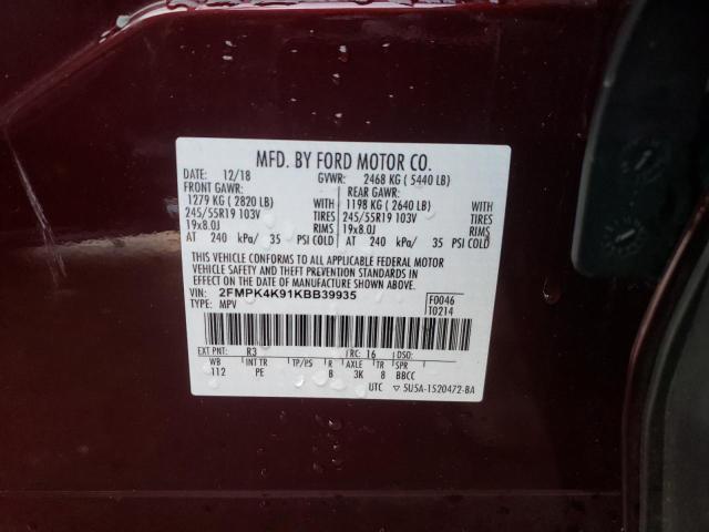 Photo 14 from auction – 2019 FORD EDGE TITAN with VIN 2FMPK4K91KBB39935