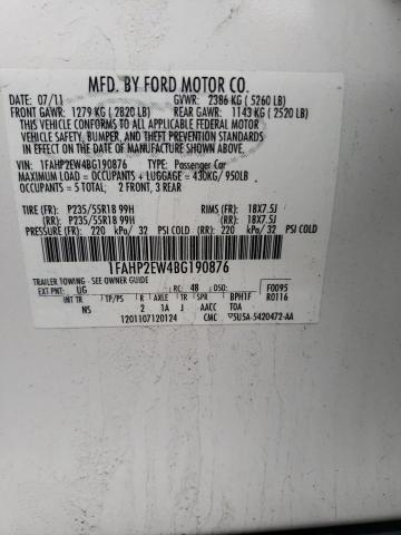 Photo 14 from auction – 2011 FORD TAURUS SEL with VIN 1FAHP2EW4BG190876