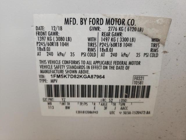 Photo 14 from auction – 2019 FORD EXPLORER X with VIN 1FM5K7D82KGA87964