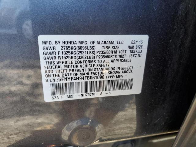 Photo 14 from auction – 2015 HONDA PILOT TOUR with VIN 5FNYF4H94FB061096