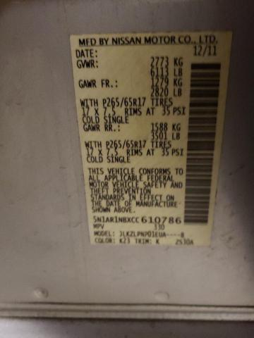 Photo 14 from auction – 2012 NISSAN PATHFINDER with VIN 5N1AR1NBXCC610786