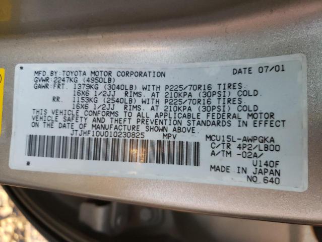 Photo 14 from auction – 2001 LEXUS RX 300 with VIN JTJHF10U010230825