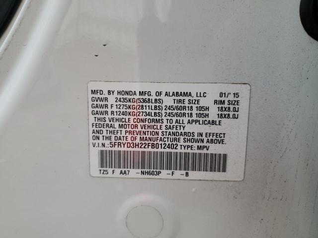 Photo 14 from auction – 2015 ACURA MDX with VIN 5FRYD3H22FB012402