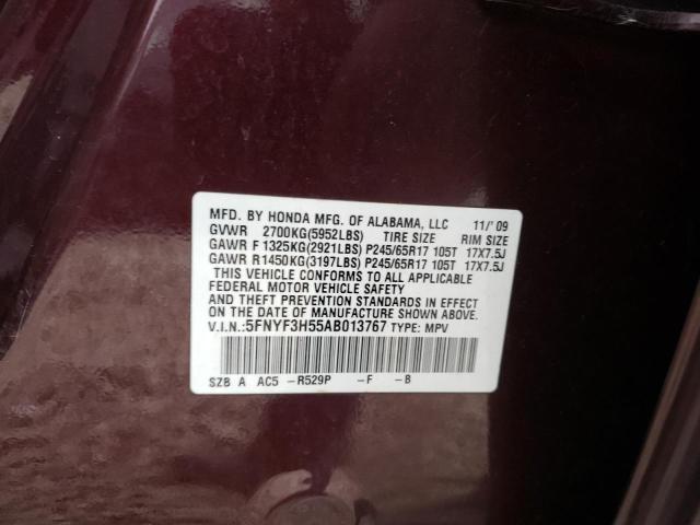 Photo 14 from auction – 2010 HONDA PILOT EXL with VIN 5FNYF3H55AB013767