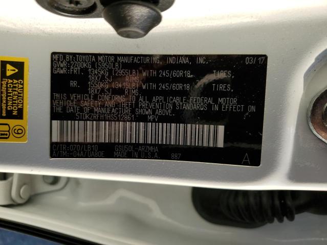 Photo 14 from auction – 2017 TOYOTA HIGHLANDER with VIN 5TDKZRFH1HS512861