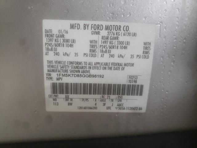 Photo 14 from auction – 2016 FORD EXPLORER X with VIN 1FM5K7D85GGB98192