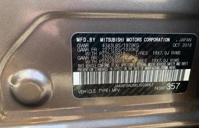 Photo 10 from auction – 2019 MITSUBISHI OUTLANDER with VIN JA4AP3AUXKU009667