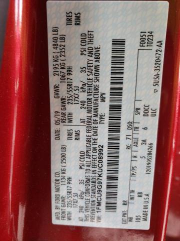 Photo 14 from auction – 2019 FORD ESCAPE SE with VIN 1FMCU9G97KUC08992