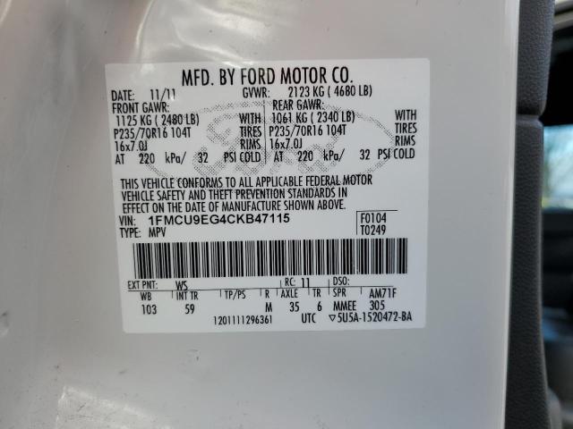Photo 14 from auction – 2012 FORD ESCAPE LIM with VIN 1FMCU9EG4CKB47115