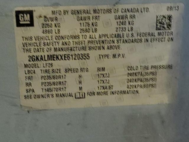 Photo 14 from auction – 2014 GMC TERRAIN SL with VIN 2GKALMEKXE6120355