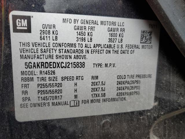 Photo 14 from auction – 2012 BUICK ENCLAVE with VIN 5GAKRDEDXCJ215838