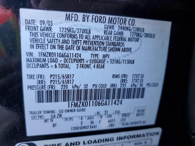 Photo 14 from auction – 2006 FORD FREESTYLE with VIN 1FMZK01106GA11424