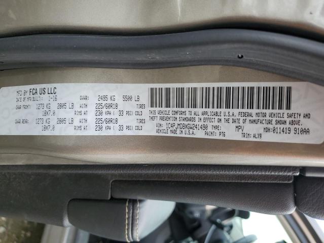 Photo 14 from auction – 2016 JEEP CHEROKEE L with VIN 1C4PJMDBXGW241490