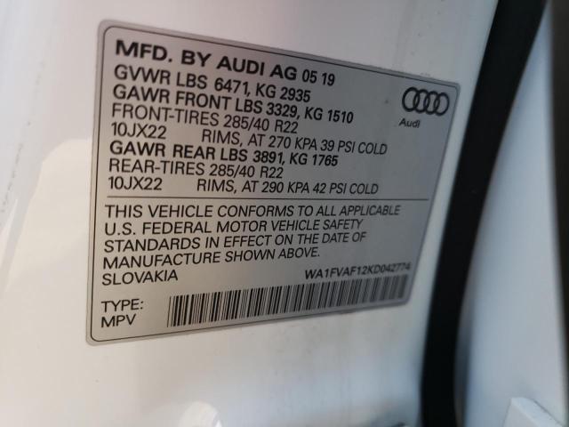 Photo 14 from auction – 2019 AUDI Q8 PRESTIG with VIN WA1FVAF12KD042774