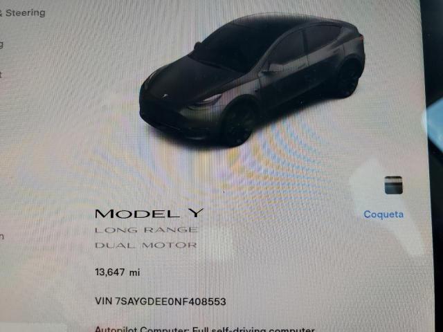 Photo 9 from auction – 2022 TESLA MODEL Y with VIN 7SAYGDEE0NF408553