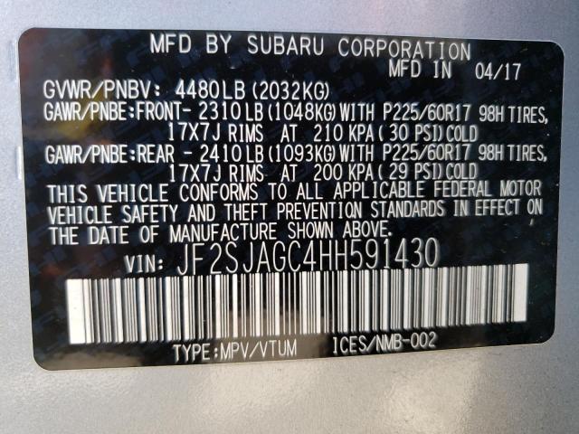 Photo 10 from auction – 2017 SUBARU FORESTER 2 with VIN JF2SJAGC4HH591430