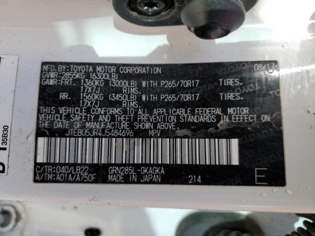 Photo 14 from auction – 2018 TOYOTA 4RUNNER SR with VIN JTEBU5JR4J5484696