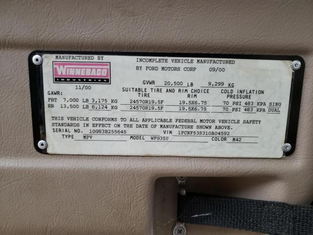 Photo 10 from auction – 2001 FORD WINNEBAGO with VIN 1FCNF53S310A04592