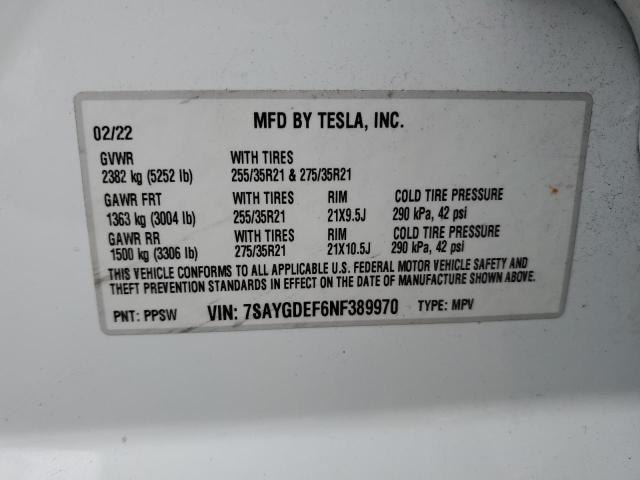 Foto 14 de la subasta – 2022 TESLA MODEL Y con VIN 7SAYGDEF6NF389970