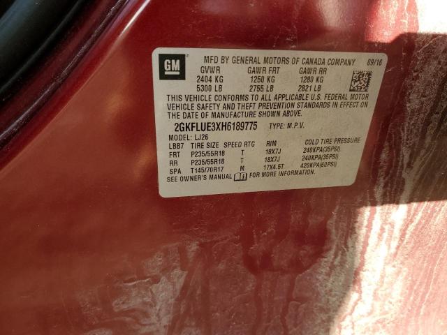 Photo 14 from auction – 2017 GMC TERRAIN SL with VIN 2GKFLUE3XH6189775
