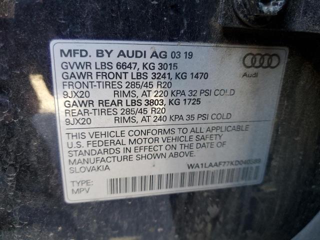 Photo 14 from auction – 2019 AUDI Q7 PREMIUM with VIN WA1LAAF77KD040389