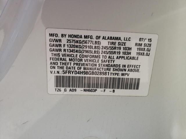 Photo 14 from auction – 2016 ACURA MDX ADVANC with VIN 5FRYD4H98GB028981